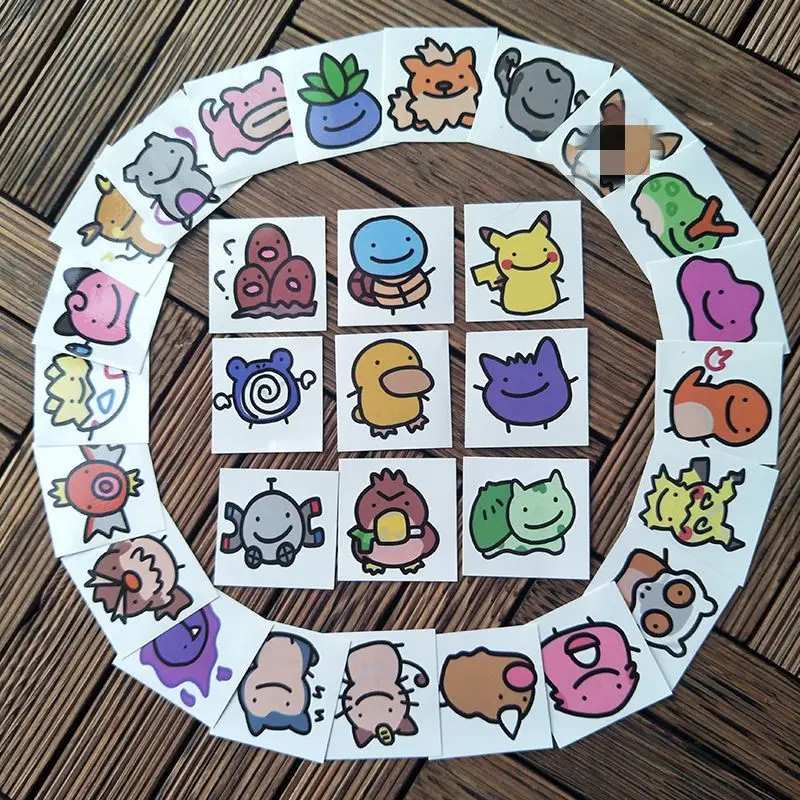 Hình xăm dán, Thiết kế hoạt hình Pokemon, Dễ thương, Không thấm nước, Lâu trôi, Thích hợp cho trẻ em và học sinh, Dành cho phụ nữ và nam giới, Năm 2025