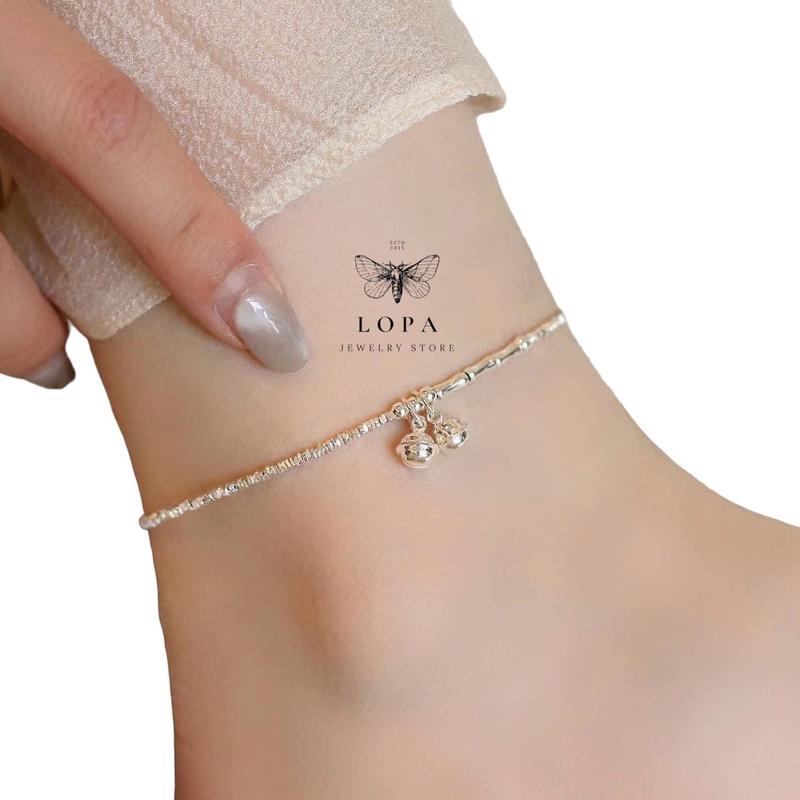 TẶNG HỘP Lắc Tay Lắc Chân Bạc SK39 LoPa – Dáng Hạt Vỡ Mix Chuông | Hàng Cao Cấp Bóng Đẹp Sang Chảnh Chuẩn Bạc Ta S925