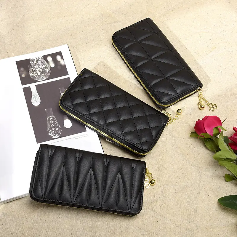 Summer Trendy New Rhombus Wallet Women's Long European and American Fashion Large-Capacity Handbag Zipper Lady's Wallet Ins Style