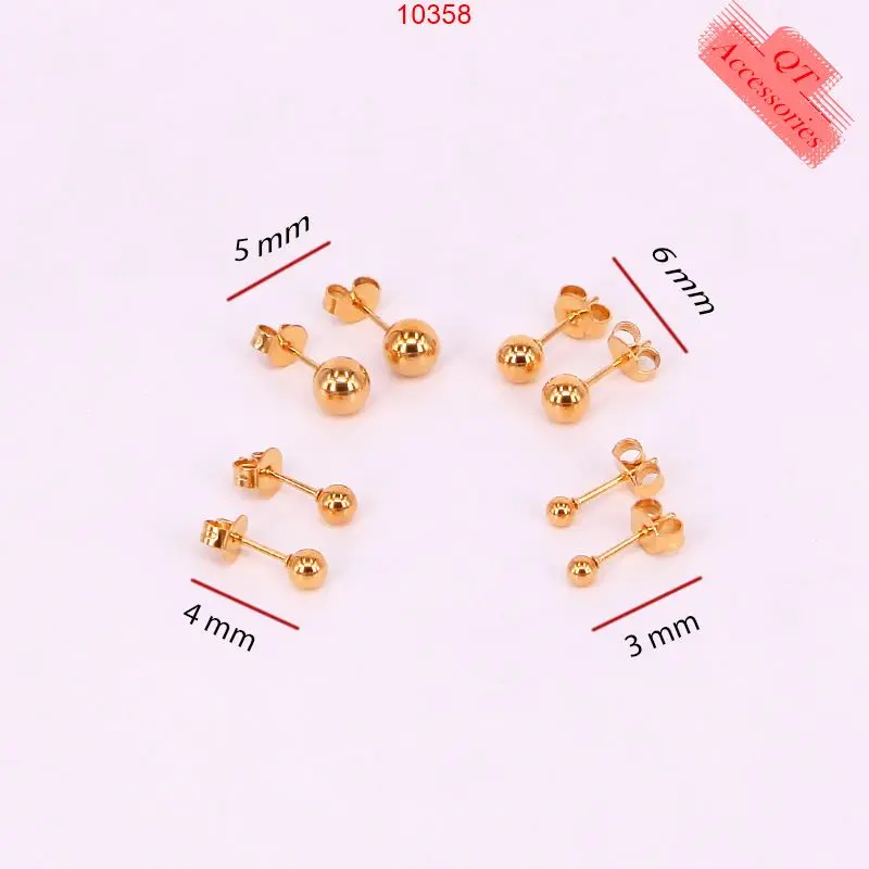 10358 - Bông tai titan mạ vàng 99k bi tròn