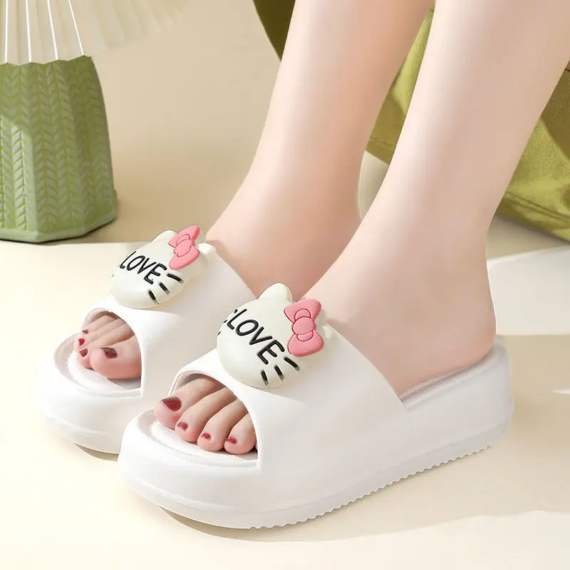 Dép Đi Trong Nhà Cho Nữ, Hàng Mới Về, Phong Cách Mùa Hè, Đế Cao Gót, Thiết Kế Hình Mèo Hoạt Hình Dễ Thương, Thích Hợp Sử Dụng Trong Nhà Và Ngoài Trời, Chống Trượt, Đế Mềm Slipper DéP Có Quai
