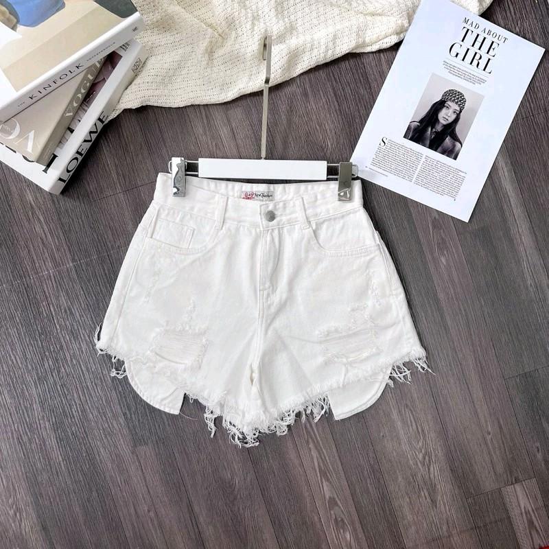 Quần Đùi Rách Tua Rua Lộ Túi Cá Tính Xinh Xắn Hot Trend pu Nữ Women Nhung Nho Voi Pants Sen