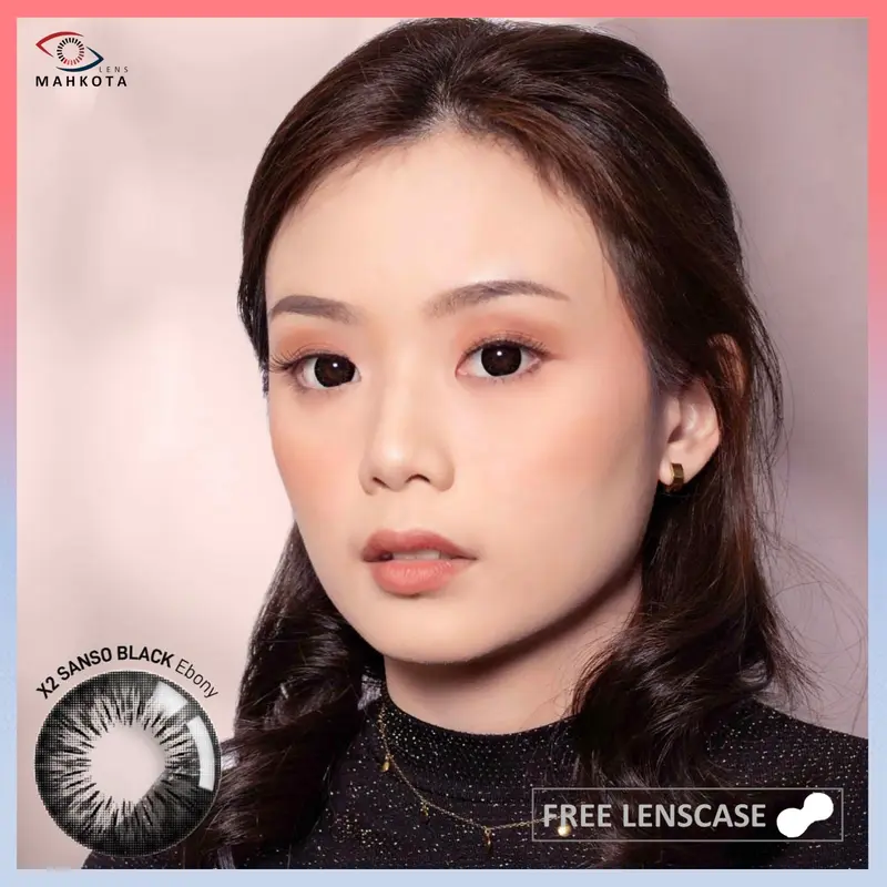 Softlens Sanso Black NormaL & Minus (-0.50 SD - 6.00) Free Lenscase By Exoticon Mocha Espresso Ebony Mahkota Softlen Soflen Soflens Trendi 1