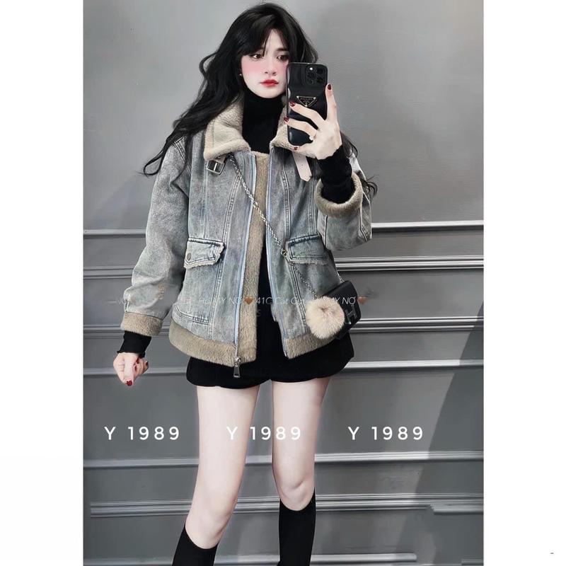 Áo khoác Jean lót lông hót hít Hàng Quảng Châu Cao Cấp Nữ Women Top -HAstore