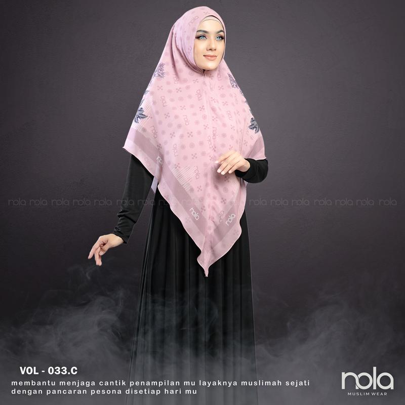 NOLA- Khimar printing vol 33 hijab ceruty instant 2 layer Santai Ceruti Layer Panjang Soft Syari Muslim Kerudung Hitam 5