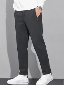 Men's Solid Color Pocket Pants, Regular Fit Casual Comfy Drawstring Waist Trousers for Outdoor Daily Wear, Woven Bottoms for Summer