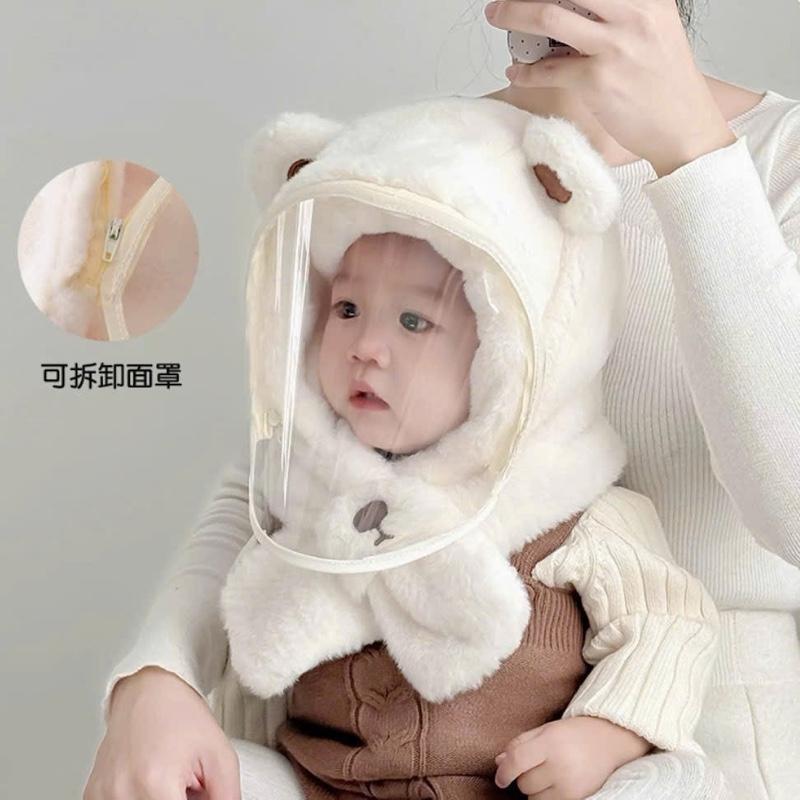 Mũ Len Lông Cừu Kèm Kính Chắn Gió Bụi Cho Bé Từ 4 Tháng-6 Tuổi Chất 2 Lớp Lông Mềm Ấm Áp Mùa Đông Mẫu Mới 2025 Có Thể Tháo Rời