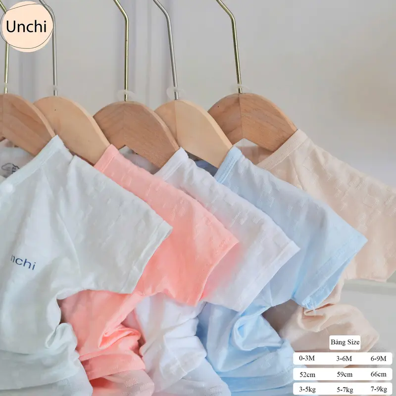 BC14. Bộ sơ sinh cộc tay Unchi vải petit bamboo vân nổi mềm mát cho bé sơ sinh từ 3-8kg (Form nhỏ) 3