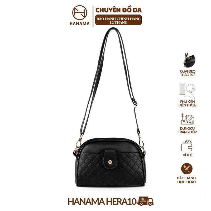 [DAILY_HANAMA]_Túi xách nữ Hanama túi đeo chéo thời trang Hera 10 hoa tiết trần trám và trơn hai mầu dễ phối đồ Nâu - Đen chống nước, chống xước 22x8x15cm Bag Tote