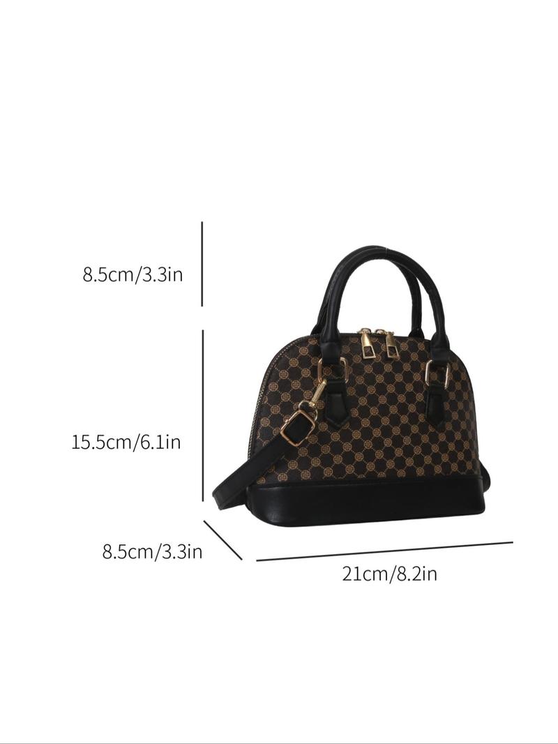 Product Introduction of Women's Elegant All Over Print Satchel Lux Bag,  Crossbody for Work & Daily Used, Patched Design Dome Bag 2