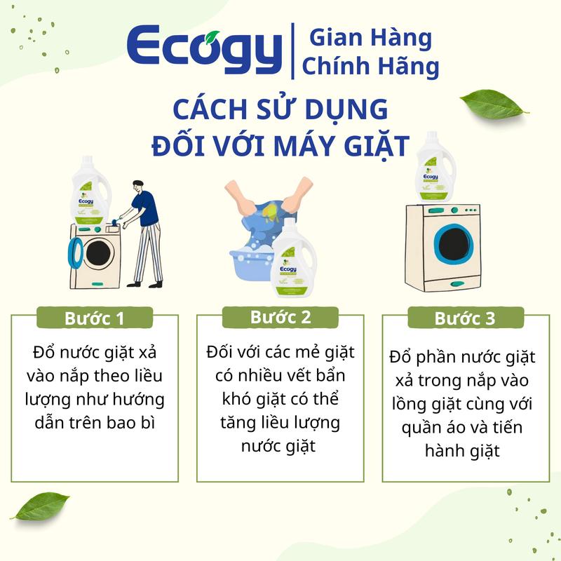 ECOGY Combo 3 can Nước giặt xả thiên nhiên hương nước hoa 2Kg/can, dạng lỏng, có chất tẩy từ Enzym thiên nhiên; An toàn với quần áo của bé & người lớn; Lưu hương thơm & mềm vải, tẩy sạch khuẩn Làm Sạch 4