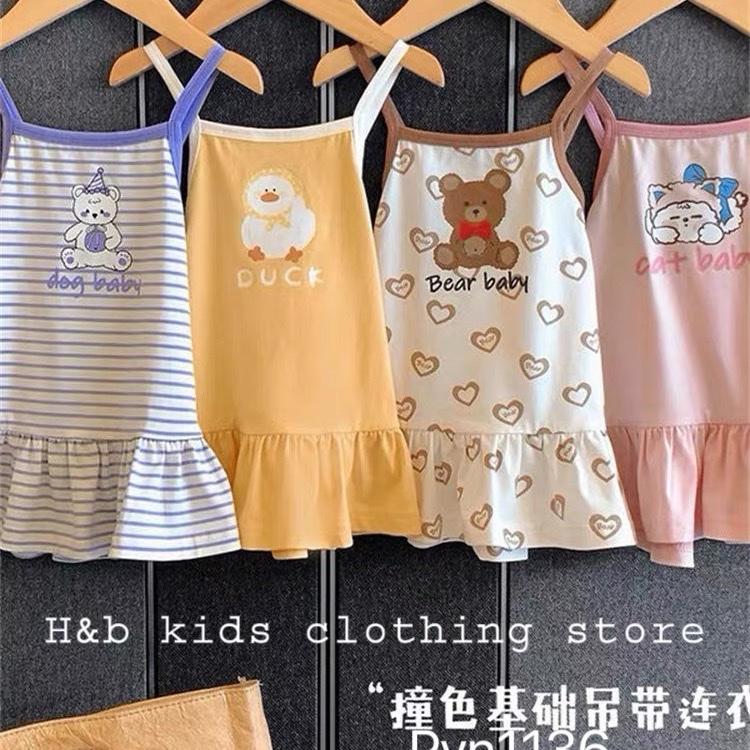 Nakids Váy 2 dây xuông cho bé gái chất liệu cotton, hoạ tiết hình in sắc nét 7