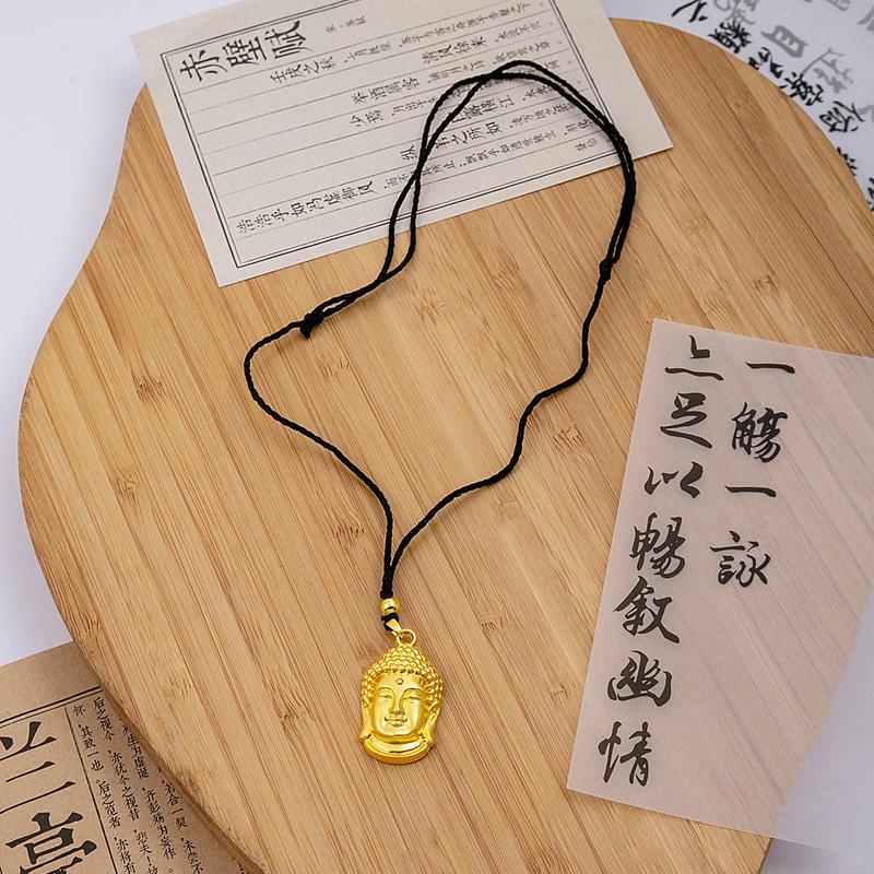 Product Introduction of Luxurious Chinese Style New Chinese Wedding Gold Fu Character Gourd Pendant Ethnic Style Premium Buddha Head Little Fat Fu Pendant Necklace 30