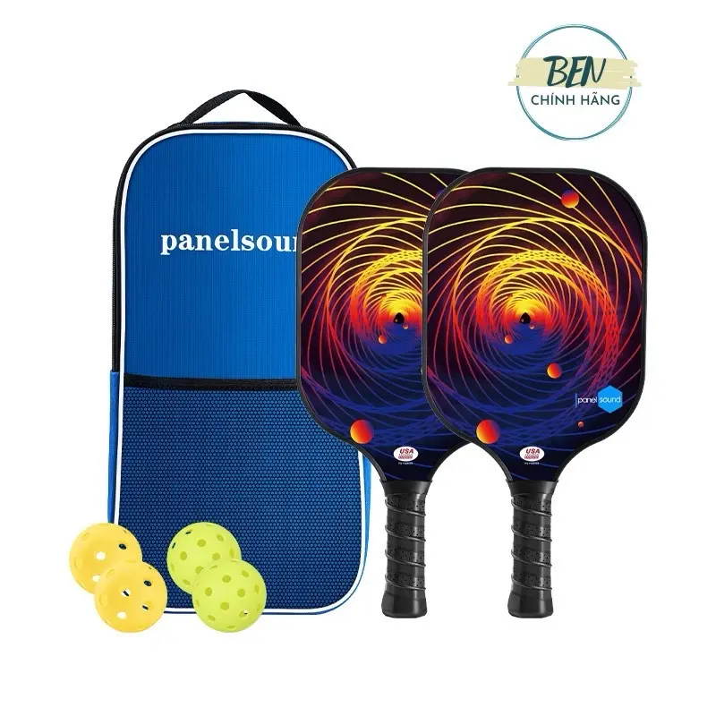 Panelsound Bộ vợt pickleball 2 vợt kèm túi đeo và bóng sợi thuỷ tinh chính hãng tiêu chuẩn quốc tế USAPA Pickle ball Nam vợt  pickleball