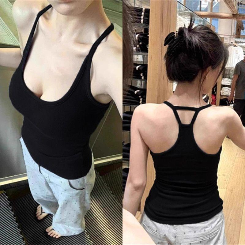 Product Introduction of [Hot Sale] Halter Neck Camisole for Women 2025 Summer Outerwear Inner Wear Slim Fit Waist-Cinching Backless Top Student Ins Trend 2