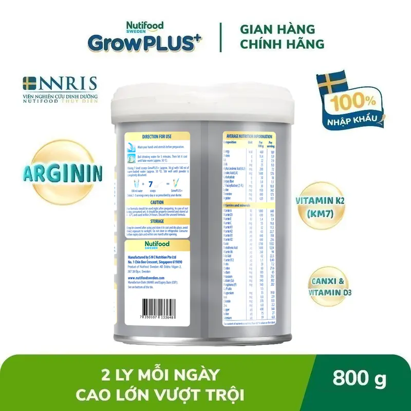 [GrowPLUS+ x Mẹ bé Thủy Thảo] Sữa Bột Nutifood GrowPLUS+ Cao Lớn Vượt Trội (Bạc) 2+ Lon 800g 5
