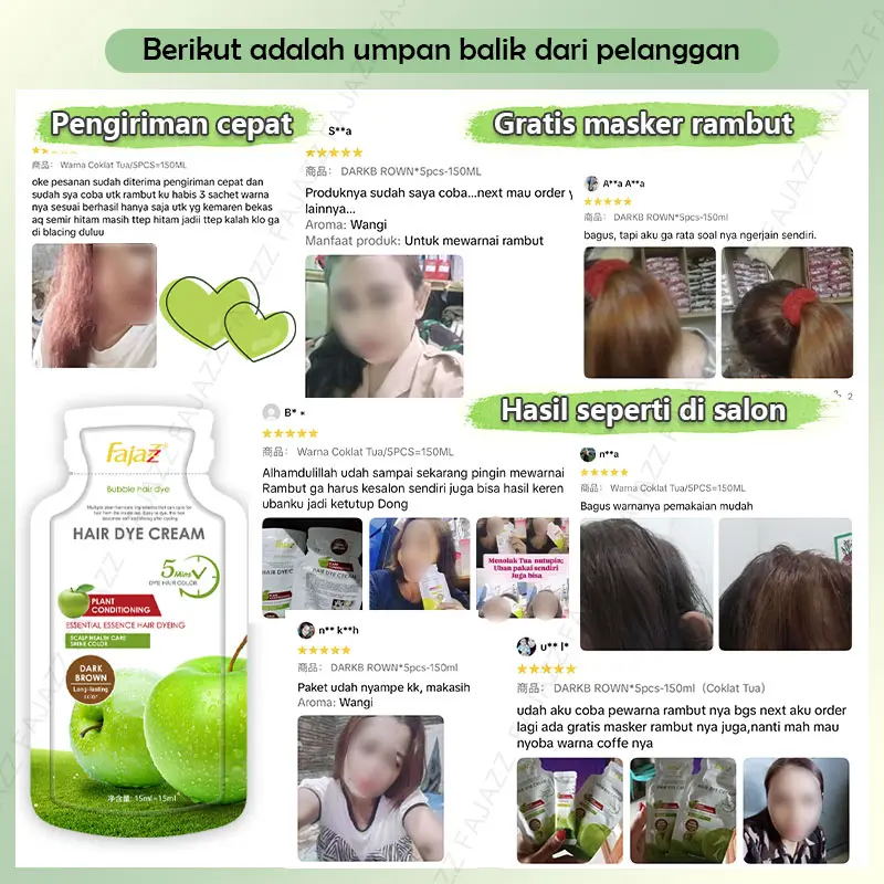 【Fajazz】Prome【COD】*Toko kami peringkat pertama！Cat Rambut Herbal – Pewarna Hitam Alami, Tanpa Bau, TikTok Lagi Ramai!Cat Rambut Bubble TikTok，Semir Dark Brown，Cat Rambut Kopi，Pewarna rambut hitam, 15 menit langsung jadi! 7