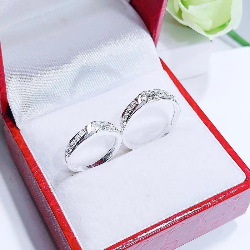 nhẫn đôi Bạc ta siêu hot dá thấp sáng bóng - Vàng bạc Khải Khải