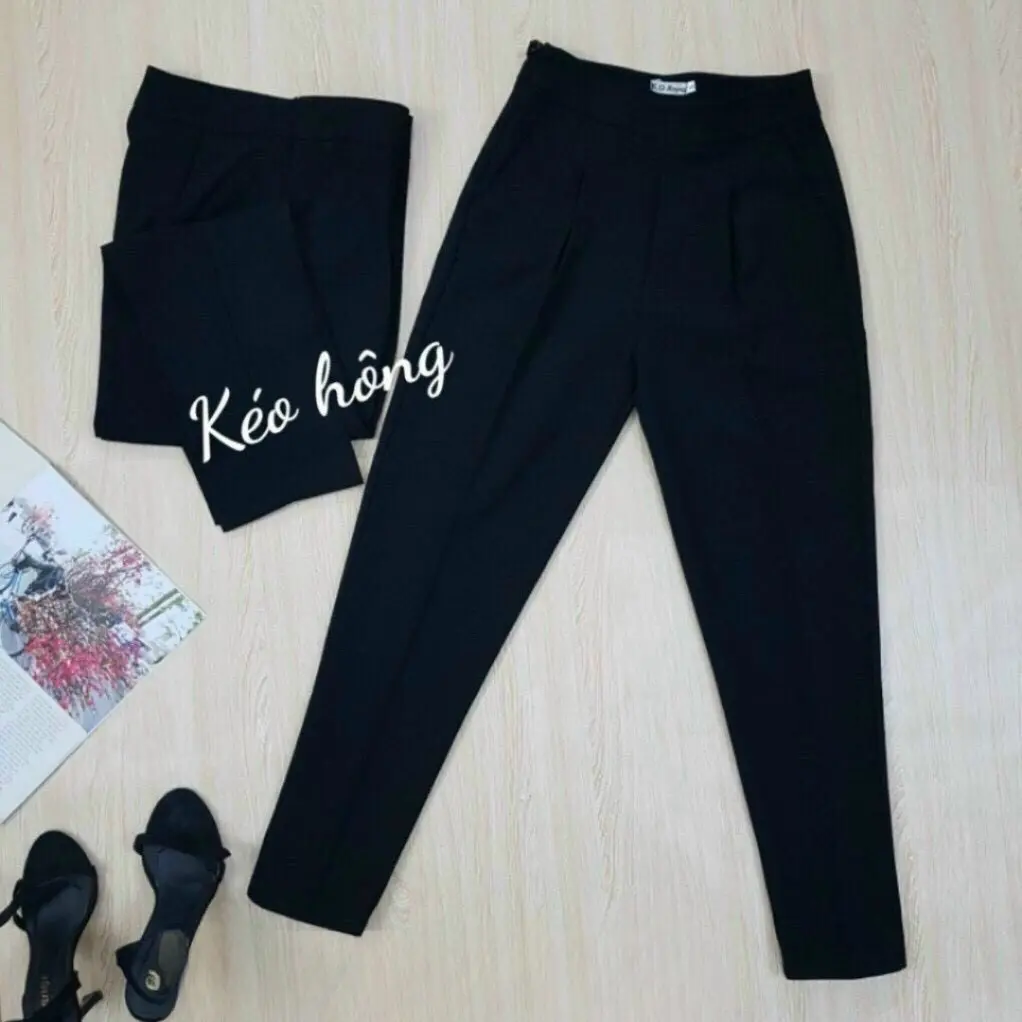 Quần tây công sở baggy khoá sườn lưng cao