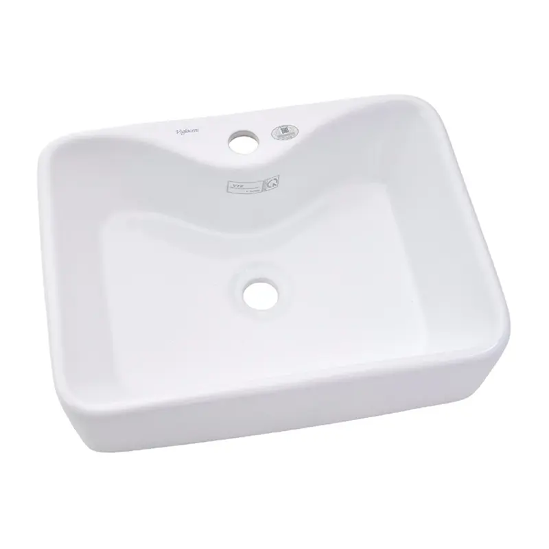 Lavabo đặt bàn Viglacera V72 màu trắng hình chữ nhật, chất liệu sứ ceramic, lòng chậu sâu - Hoa Sen Home - Hàng chính hãng 2
