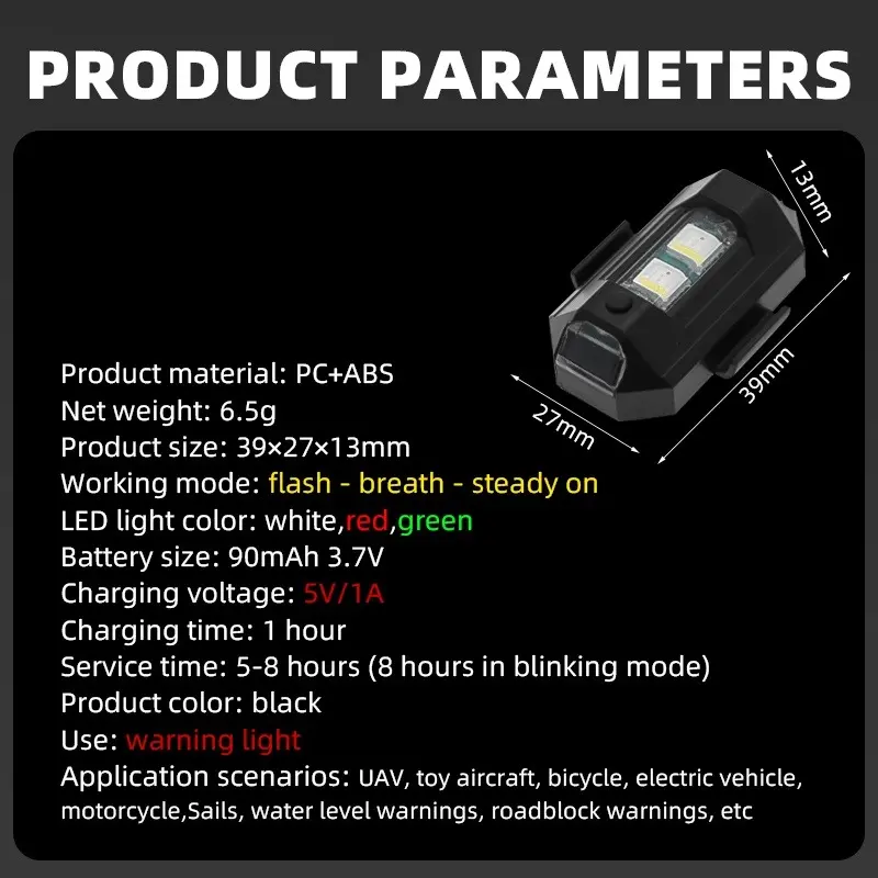 Đèn Cảnh Báo Chống Va Chạm Led Thông Dụng MA, Đèn Tín Hiệu Máy Bay Không Người Lái Mini, Có Đèn Nhấp Nháy 7 Màu, Đèn Báo Tín Hiệu Rẽ Xe Máy 7