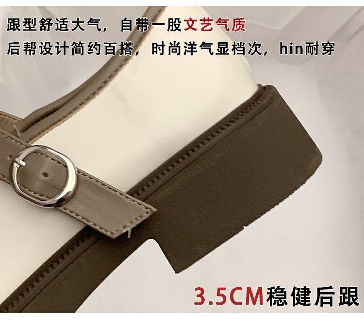 Product Introduction of Fashionable Thick-Soled Mary Jane Leather Shoes 2024 Soft-Soled Buckle Retro Low-Cut Chunky Heel Shoes with Single-Layer Shoes 8