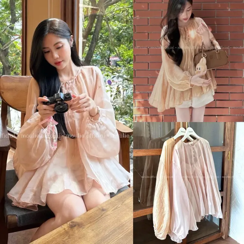 💓FREE SHIP💓(HÀNG ĐẸP CÓ SẴN SIZE SM) MOULIÉ |   Áo babydoll bồng bềnh chất liệu tơ mỏng