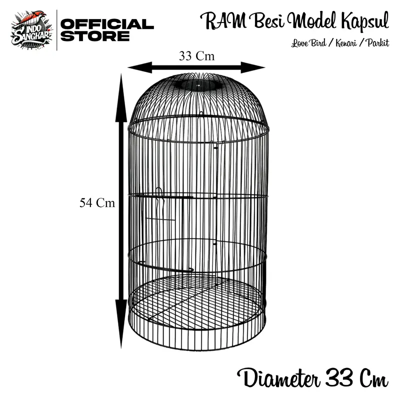 RAM Besi Sangkar Kandang Burung LOVE BIRD/KENARI/PARKIT Diameter 33 Cm | RAM Besi Sangkar LOVE BIRD Tebal 1