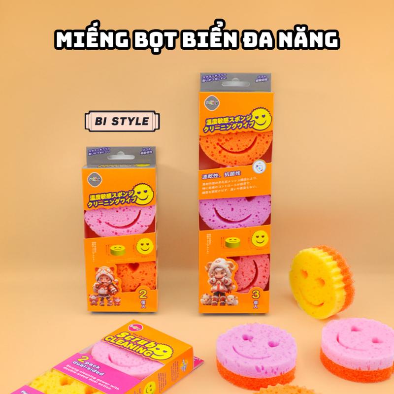 Miếng Bọt biển Rửa Chén Bát Mặt Cười Bền Đẹp - 2 Mặt Đa Năng, Chống Mùi, An…