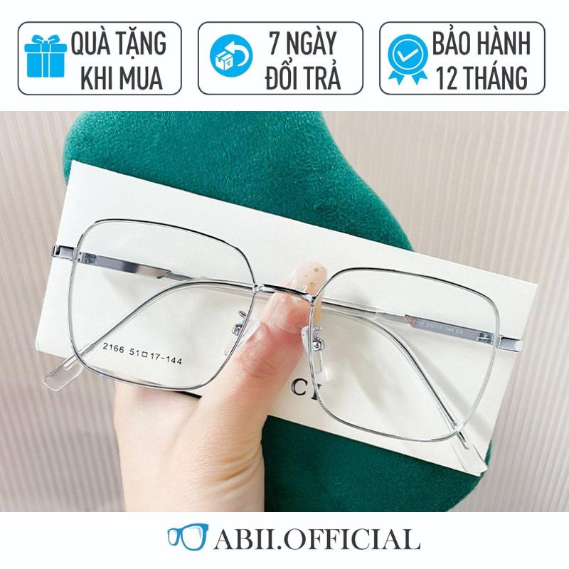 Gọng kính cận mắt kính giả cận nam nữ lọc ánh sáng xanh chống UV400 mắt kính vuông khung gọng kim loại cao cấp siêu nhẹ mẫu T1012 PHỤ KIỆN: HỘP + KHĂN + NƯỚC LAU KÍNH