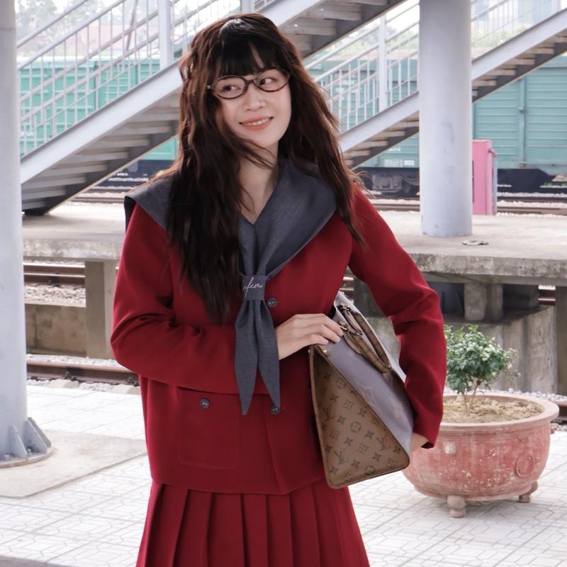 LÀ EM | Áo Khoác Blazer Son - Áo blazer thu đông nữ phối cổ thuỷ thủ chất liệu tuytsi mềm mịn ít nhăn