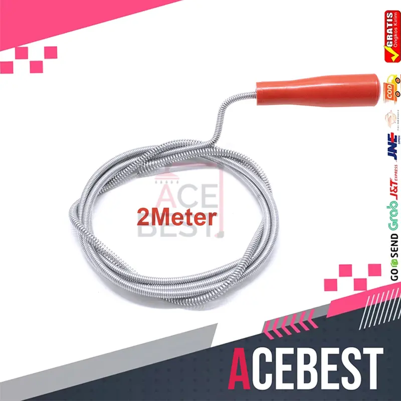 ACEBEST Alat Pembersih Selang Wastafel Untuk Pipa Tersumbat Cleaner Manual JS-112 2 Meter Kawat Stainless 1