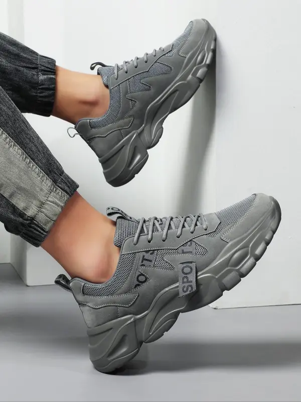 Men's Patchwork Low Top Sneakers, Mens Shoes, Summer 2024 Mesh Comfortable Sports Running Shoes, Mens Trainers, School Shoes, Boy Trendy Casual Round Toe Training Shoes, Platform Walking Shoes, Boy Foot Wear 2