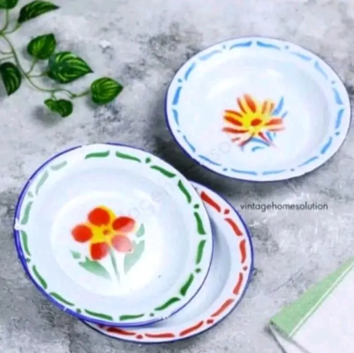 PIRING SENG ENAMEL KEMBANG 22 CM 1 PCS 0