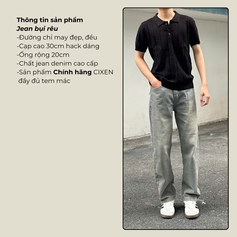 Quần jean nam ống suông CIXEN wash Màu Bụi rêu Cạp cao hack dáng streetwear size S-XXl Chất Liệu Jeans Denim, quần bò suông nam, quần baggy jean che khuyết điểm phù hợp 95% cân mọi loại dáng [QD2] 6