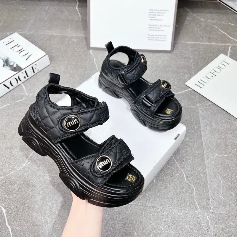 dép sandal nữ 2 quai dán trần trám. đế cao 5cm DéP GiàY Shoes 2