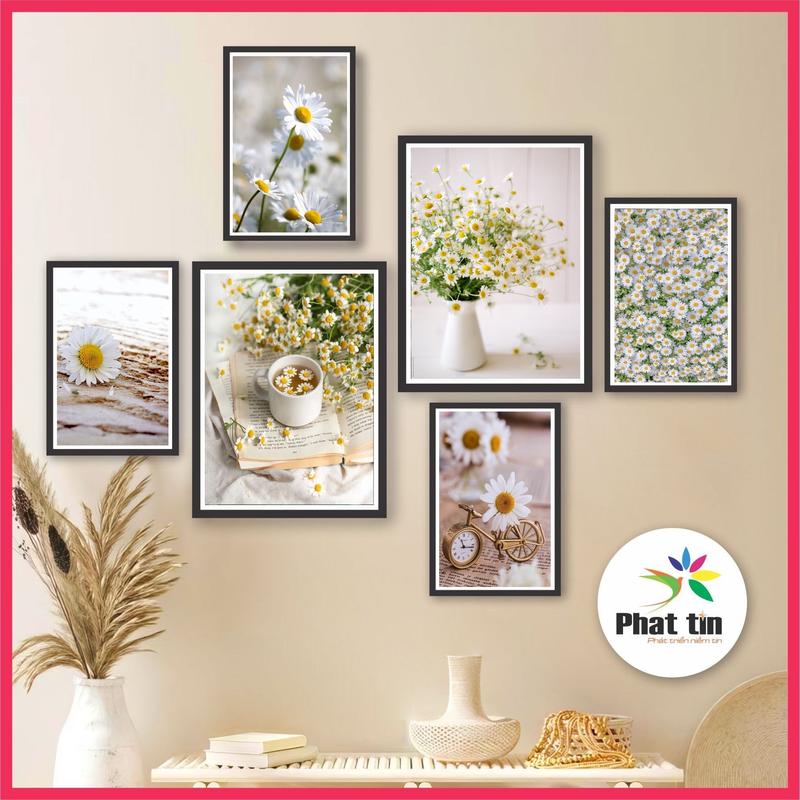  50 mẫu 6 Tranh Decor tranh trang trí mọi không gian phong cách hiện đại phòng khách phòng ngủ cầu thang mẫu tranh treo tường tranh dán tường cúc hoạ mi mẫu đơn hoa hướng dương phong cảnh cô gái.... 