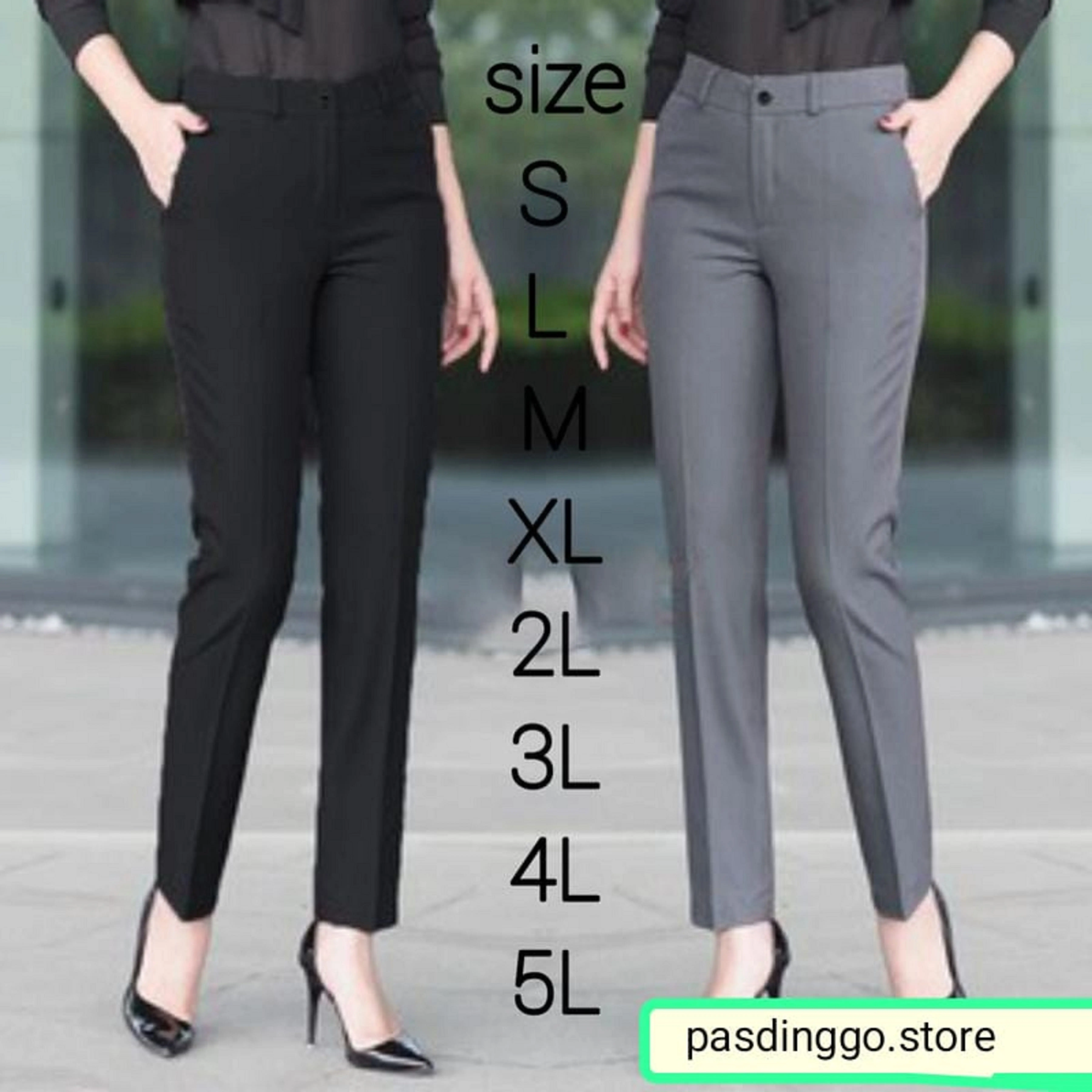CELANA KANTOR FORMAL KERJA WANITA SLIMFIT BAHAN DASAR KAIN SIZE  S,M,L,XL,XXL,3XL,4XL,5XL Panjang Panjang Casual Nyaman Hitam