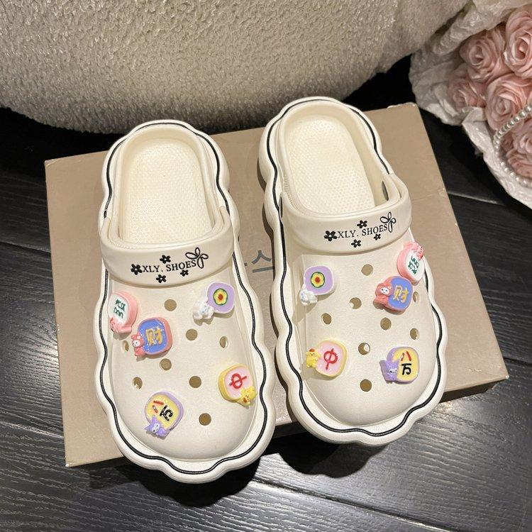 Product Introduction of Hole Shoes Eva Women's Platform plus Height Increasing Summer Outer Wear Closed Toe Non-Slip Deodorant Cartoon New Cool Beach 30