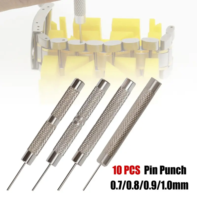 Dụng Cụ Sửa Chữa Tháo Ghim Vòng đeo tay Dây đồng Đồng Hồ 10 cái, Đục lỗ ghim sắt, Chiều rộng 0,7-1,0mm 4