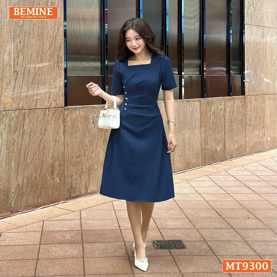 Đầm thiết kế BEMINE cổ vuông tùng xòe dáng A phù hợp đi làm, đi chơi và đi tiệc dành cho Nữ MT9300