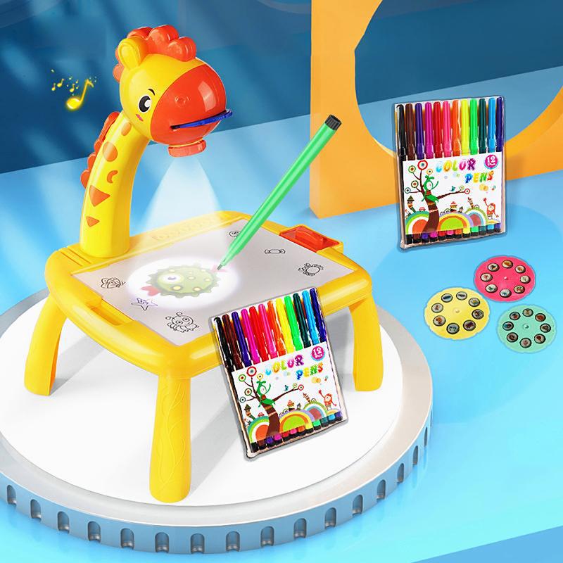 Bàn Vẽ Có Đèn Chiếu Sáng Thông Minh, Máy Chiếu Đa Năng 24 Hình Tranh Cho Bé Tập Vẽ Và Tô Màu Hình Hươu