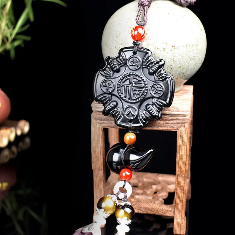 Đồ Trang Trí Treo Xe Hơi, Hình Quả Bầu Thủy Tinh Obsidian, Đồ Trang Trí Xe Hơi, Chuyến Đi An Toàn, Thích Hợp Cho Nam Và Nữ, Treo Trên Gương Chiếu Hậu Ô Tô, Mặt Dây Chuyền, Tuyệt Vời Làm Quà Tặng Nội Thất 1