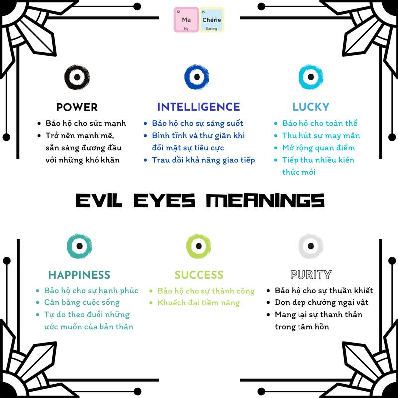 MaCherie Vòng tay Mắt Quỷ Evil Eye thuỷ tinh phối xích inox không gỉ 3