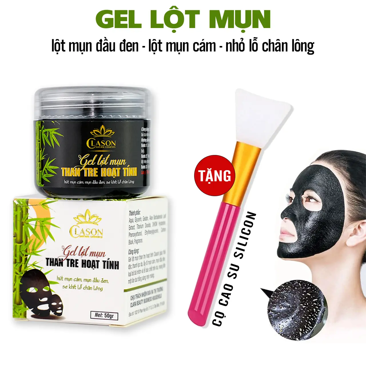 Gel lột mụn đầu đen, lột mụn cám, lột mụn than tre họa tính Clason