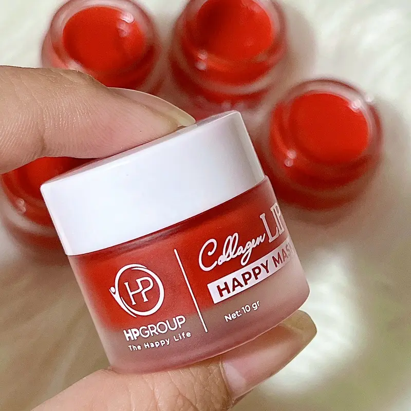 (Sỉ 10 hủ ủ môi ) Ủ Môi Collagen Lựu Đỏ Happy Lip HP GRUOP 10g Hỗ trợ mềm mướt môi, kích Hồng mờ thâm môi. Kích màu môi sau phun xăm 5