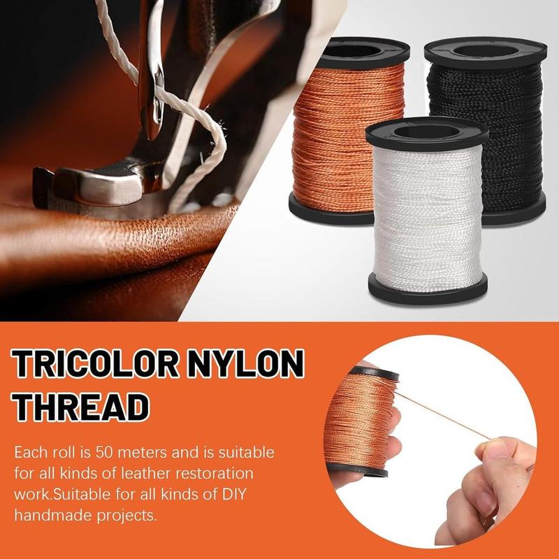 Chỉ Khâu Giày Dép Nylon 50m Cuộn - Chất Liệu Nylon Cao Cấp, Dùng Sửa Chữa Balo Túi Xách Đồ Da, Màu Trắng Đen Nâu