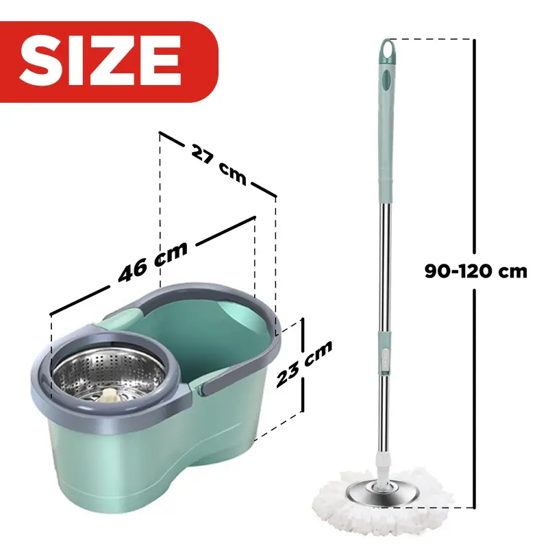 Set Alat Pel Lantai Super Mop Dengan Ember Pencuci Putar Kain Pembersih 3