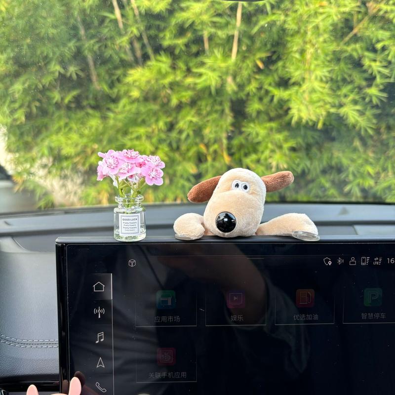 Product Introduction of Plush Puppy Car Screen Ornament Puppy Car Dashboard Decoration Interior Accessories Plush Doll 0