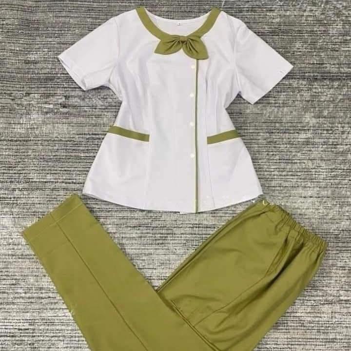 Đồng Phục Mầm Non , Đồng Phục Nail Spa Cho  Nữ Women Vải Cotton Lạnh loại 1 . Hàng kỹ may chắc chắn cẩn thận Top ( Áo+Quần)